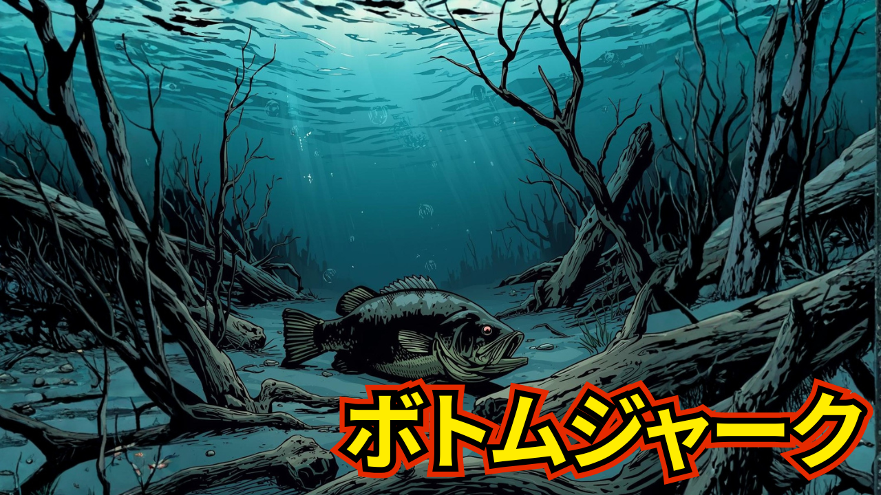 冬のバス釣りフィールド。ボトムに張り付いているブラックバス。