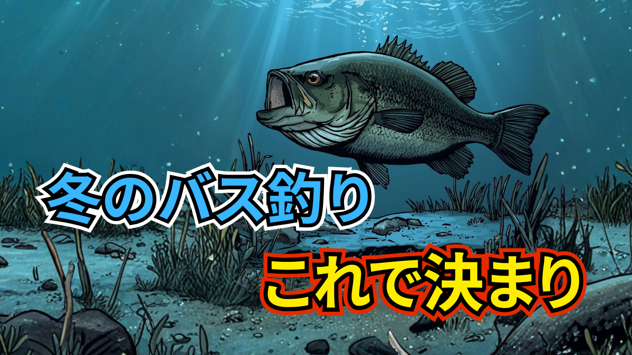 冬のバス釣り。元気よく泳いでいるブラックバスの姿