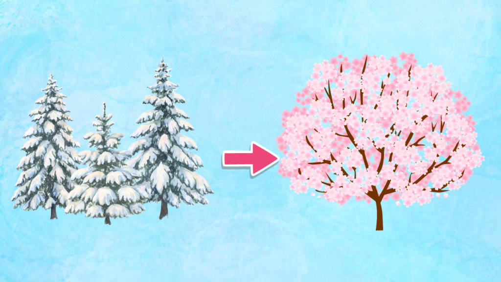 冬から春に季節が移り変わる
