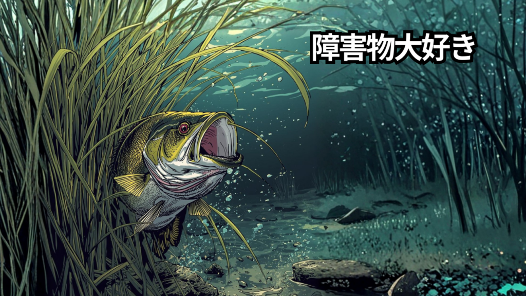 障害物に依存するブラックバス