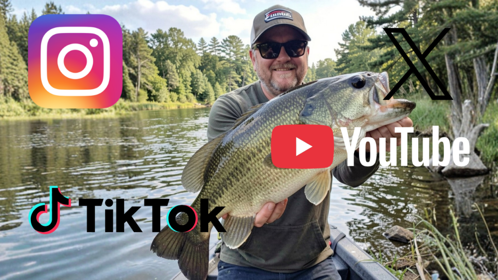 男性がブラックバスを釣り上げている
SNSに投稿する