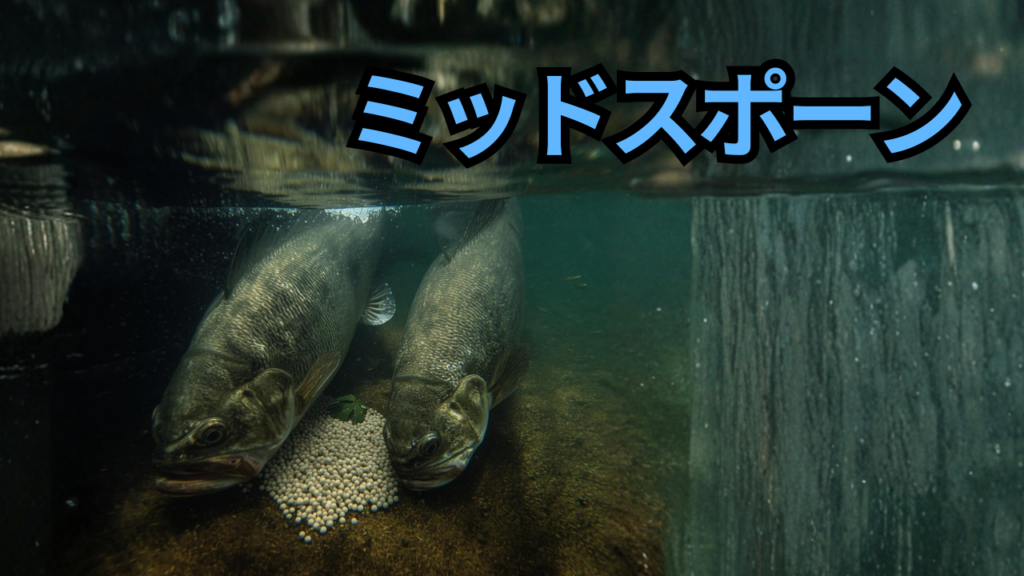 産卵中のブラックバス
オスとメスが卵に寄り添っている